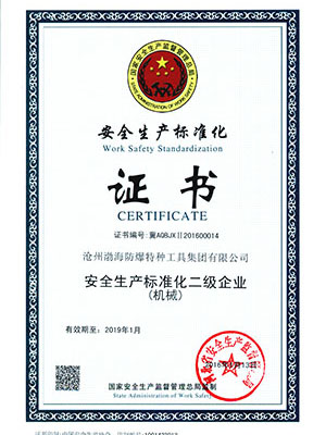 安全生产标准化二级企业证书